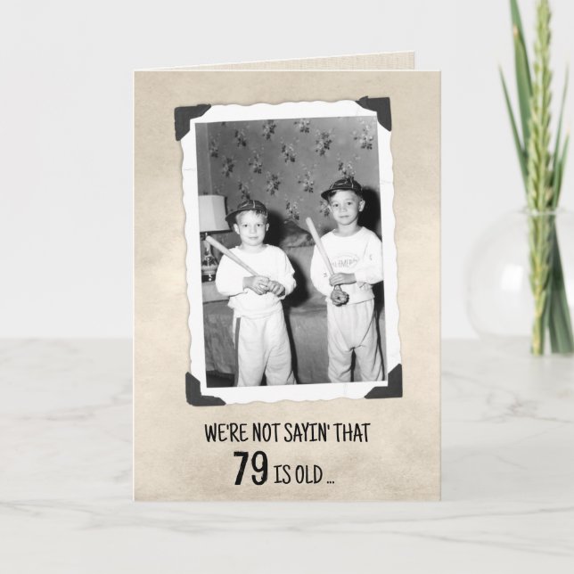 79th Birthday Humor Young Boys With Baseball Bats  Karte (Vorderseite)