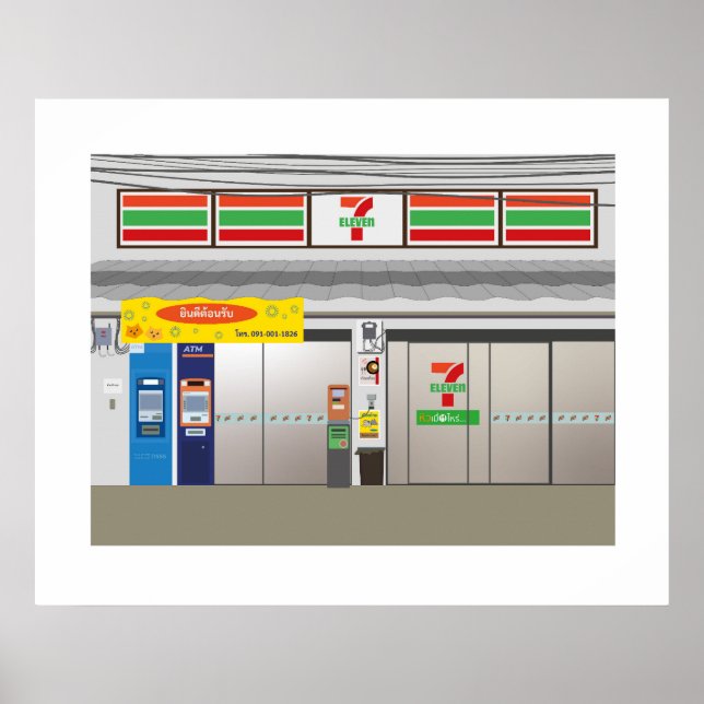 7-11 Storefront Bangkok Thailand Travel Poster (Vorne)
