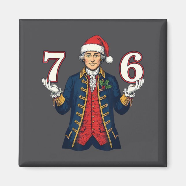 7-6 6-7 Funny George Washington Santa 67 Meme Chri Magnet (Vorne)