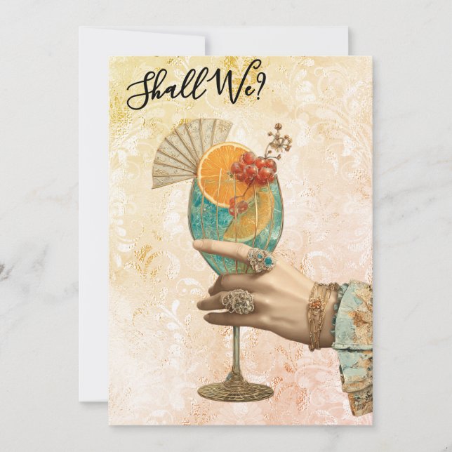 *~* 7 A101 Cocktail Verziertes FOTO BACHELORETTE Einladung (Vorderseite)