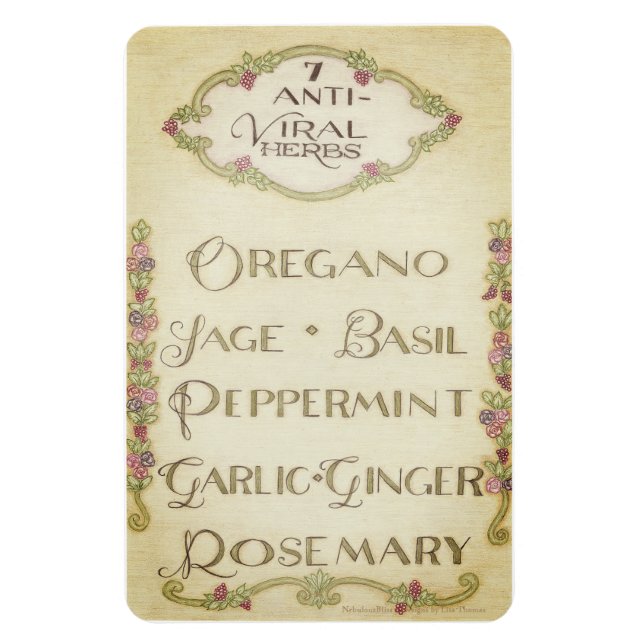 7 Anti-Viral Herbs 4" x 6" Magnet (Vertikal)