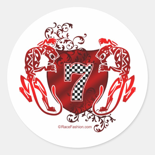 7 Auto-Rennzahlschiff Runder Aufkleber (Vorderseite)