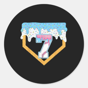 7. Baseball-Eiscreme, die Baseball-Tropfen abtropf Runder Aufkleber