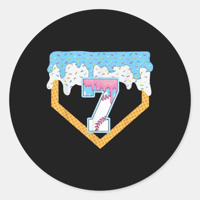 7. Baseball-Eiscreme, die Baseball-Tropfen abtropf Runder Aufkleber (Vorderseite)