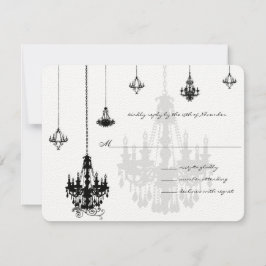 7 Black Candeliers Wedding RSVP Cards Karte