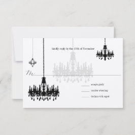 7 Black Candeliers Wedding RSVP Cards Karte