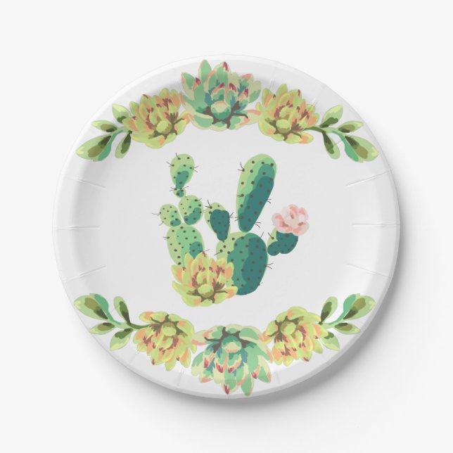 7" Bohemische Kakteen Succulents de Pappteller (Vorderseite)