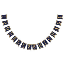 7 Briefe Blauer Gold Gott segne Taufgemeinschaft Wimpelkette