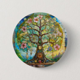 7 Chakra Blütenbaum Button