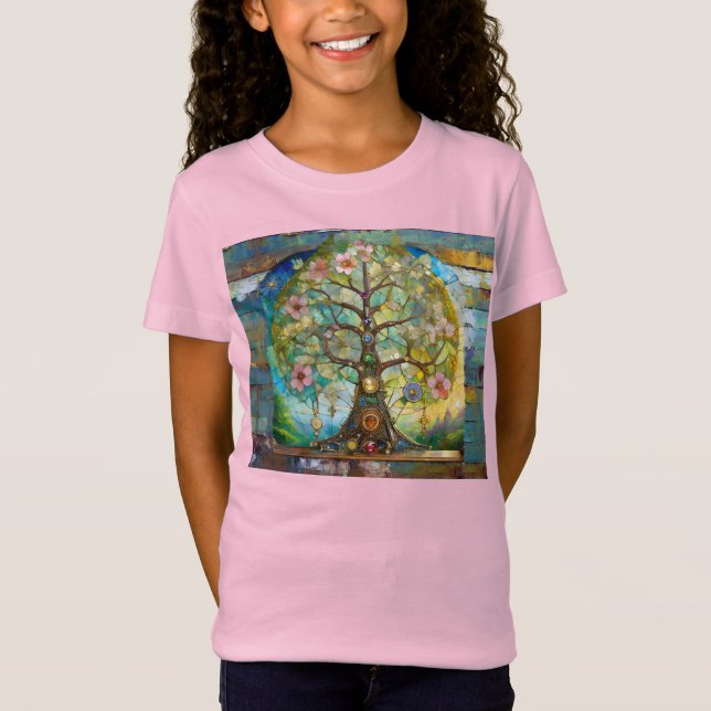 7 Chakra Blütenbaum T-Shirt (Vorderseite)