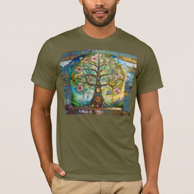 7 Chakra Blütenbaum T-Shirt (Vorderseite)