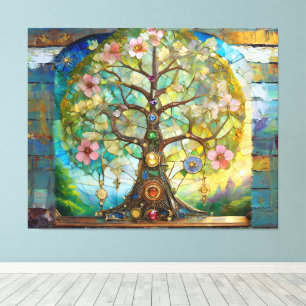 7 Chakra Erblühender Baum Des Lebens Leinwanddruck