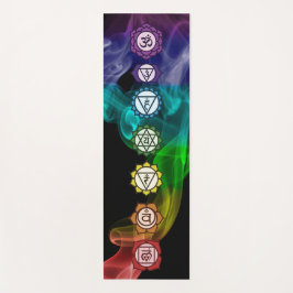 7 Chakra Regenbogen Rauch fett schwarz FRONT NUR Yogamatte