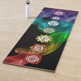 7 Chakra Regenbogen Rauch fett schwarz FRONT NUR Yogamatte