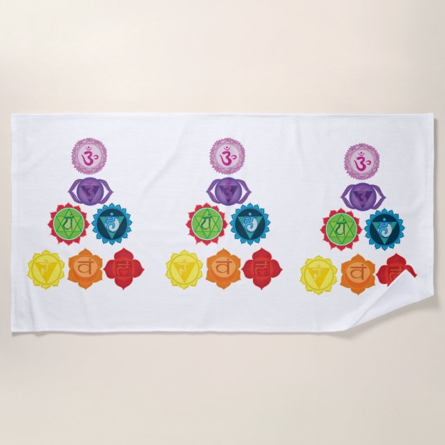 7 Chakra, s Kundalini Yoga, Chakra Yoga Strandtuch (Vorderseite)