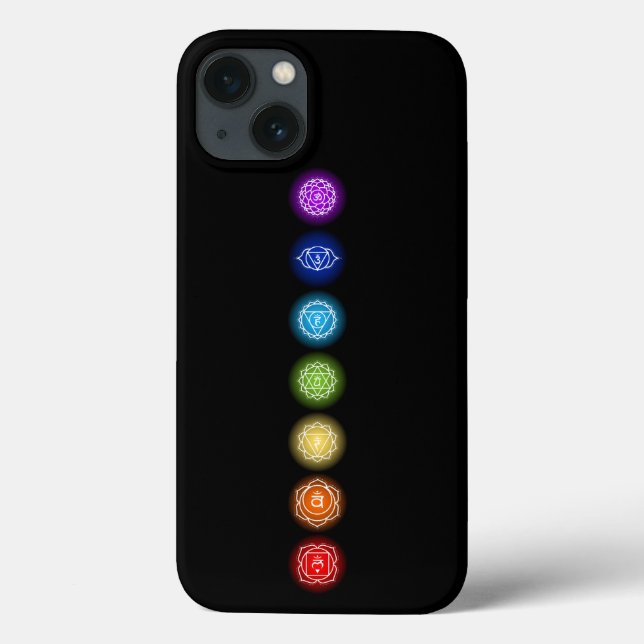 7 Chakra Symbole | Schwarz Case-Mate iPhone Hülle (Rückseite)