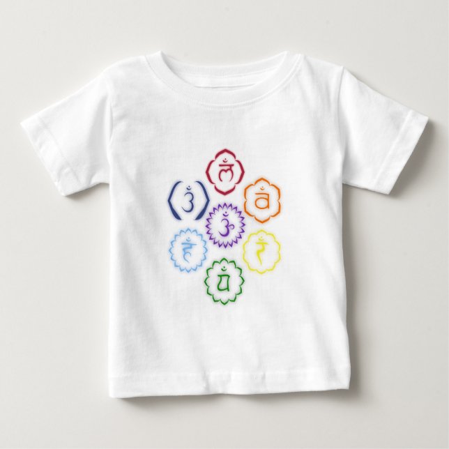 7 Chakras in einem Kreis Baby T-shirt (Vorderseite)