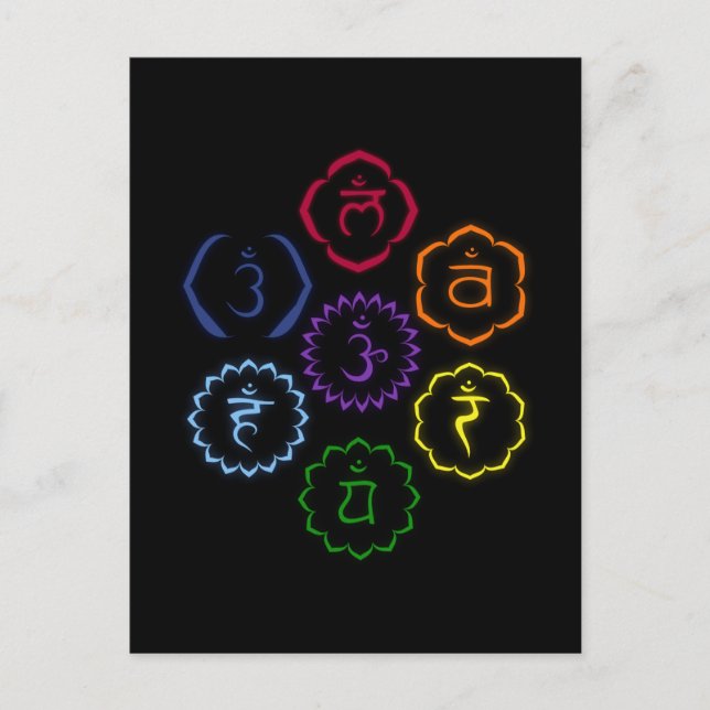 7 Chakras in einem Kreis Postkarte (Vorderseite)