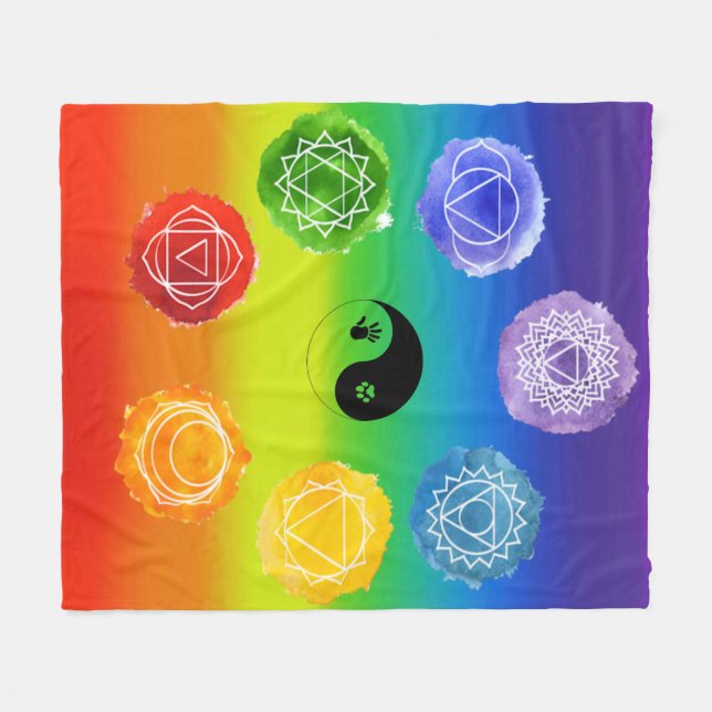 7 Chakras Medium Fleecedecke (Vorderseite (Horizontal))
