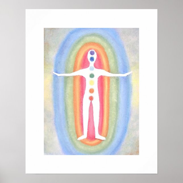 7 Chakras Subtil Energie Corps Guérir Reiki Poster (Devant)
