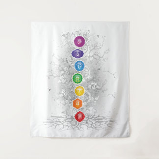7 Chakras Tree Tapestry - 26 Wandteppich