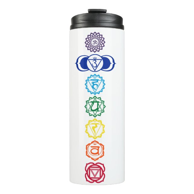 7 chakras Trommel Thermosbecher (Vorderseite)