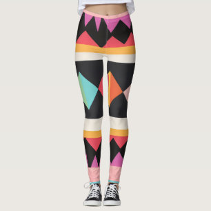 7 farbige Streifen und Dreiecke Leggings
