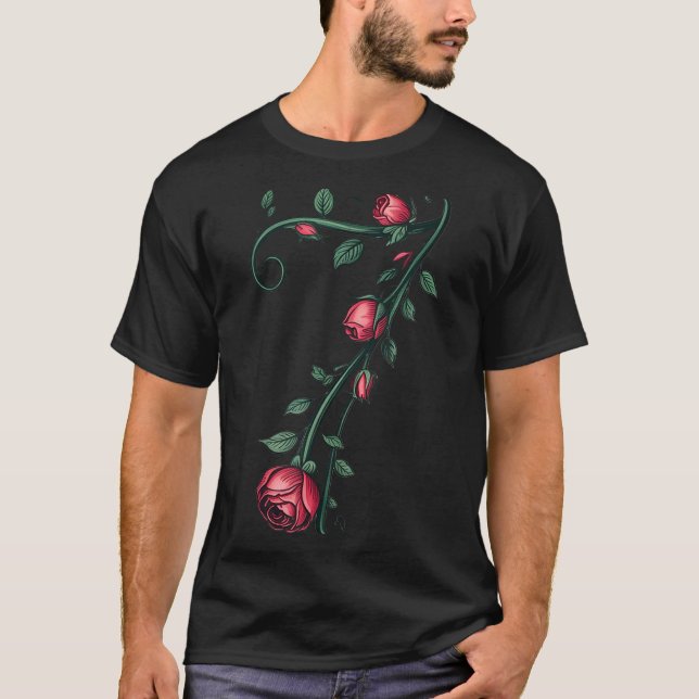 7 Floral 67 Rose Valentines Day Funny Love Matchin T-Shirt (Vorderseite)