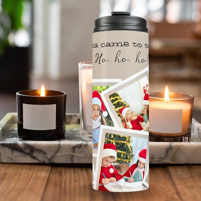 7 Foto Collage Beige Weihnachtstherme Tumbler Thermosbecher (Von Creator hochgeladen)
