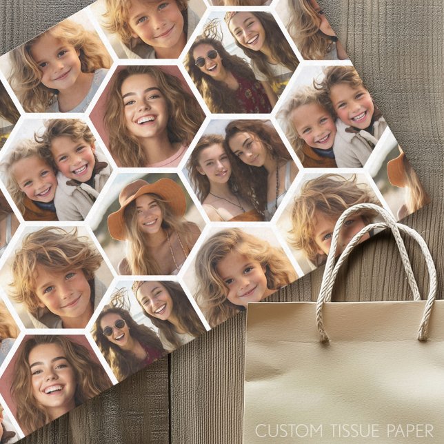 7 Foto Collage - Funkes Hexagon Muster Wrapping P Seidenpapier (Custom Photo Tissue Paper)
