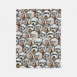 7 Foto Collage - funky hexagon Muster schwarz Fleecedecke