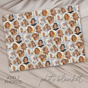7-Foto-Collage - funky hexagonales Muster Fleecedecke