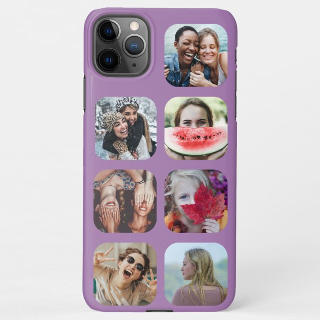 7 Foto Collage Lila Square Template iPhone Case iPhone Hülle (Rückseite)