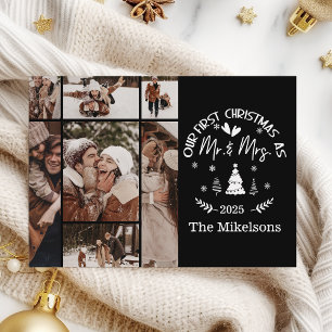 7 Foto Erste Weihnachtsfeier als Mr. & Mrs. Feiertagskarte