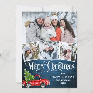 7 Foto Frohe Weihnachts-Red Farm Truck Feiertagskarte