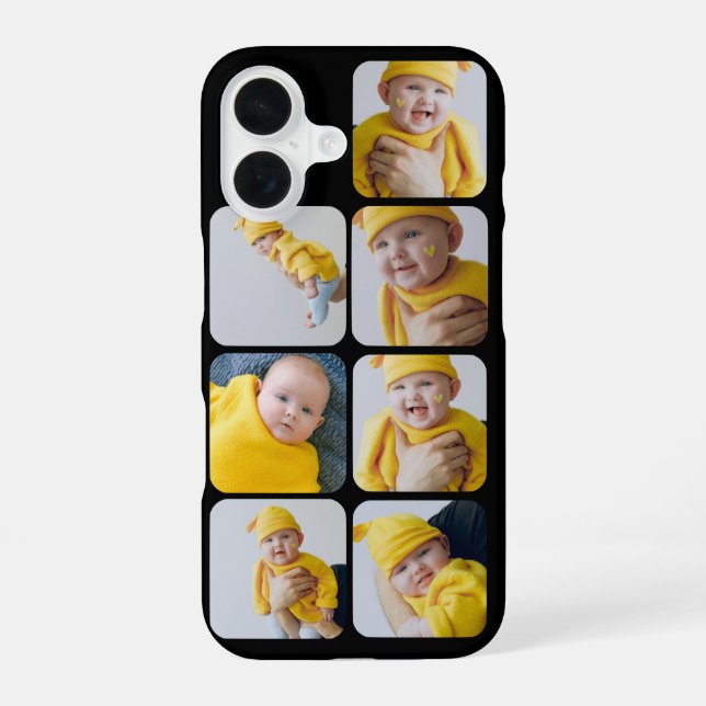 7 Foto Ihre eigene Personalisierte Collage iPhone 16 Hülle (Rückseite)