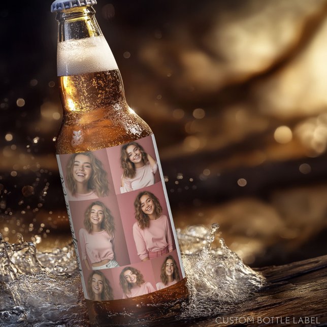 7 FotoCollage - Modernes Minimales Weiß Bierflaschenetikett (Custom Beer Bottle Label - Photo Label)