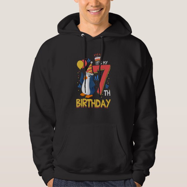 7. Geburtstag 7 Jahre alter Pinguin Geburtstag Hoodie (Vorderseite)