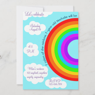 7. Geburtstag 7. Rainbow-Farben Einladung