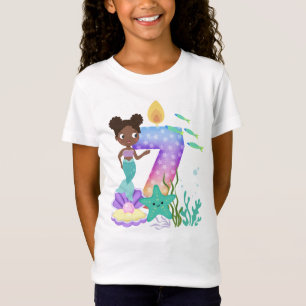 7. Geburtstag Bunte Meerjungfrau & Meereslebewesen T-Shirt