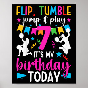 7. Geburtstag Cheerleader Sieben Jahre alte Cheerl Poster