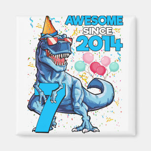 7. Geburtstag Dinosaurier 7 Jahre Junge Kinder Pha Magnet