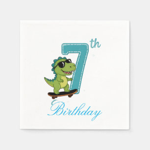 7. Geburtstag Dinosaurier-Papier-Tischdecken Serviette