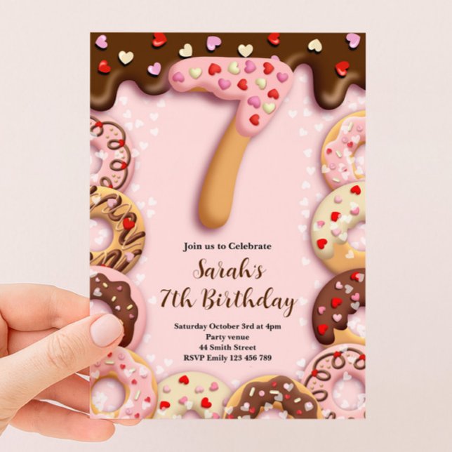 7. Geburtstag Donut Mädchen Einladung (Von Creator hochgeladen)