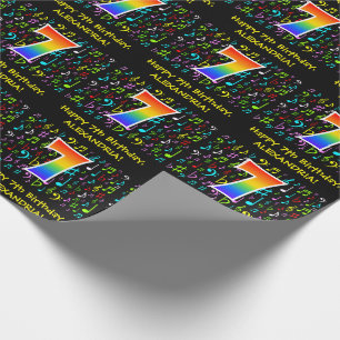 7. Geburtstag: Farbige Musiksymbole, Regenbogen 7 Geschenkpapier