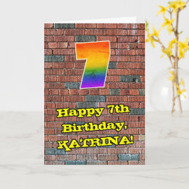 7. Geburtstag: Fun Graffiti Inspiriert Regenbogen  Karte