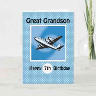 7. Geburtstag, Großer Enkel, Flugzeug auf Blue Karte