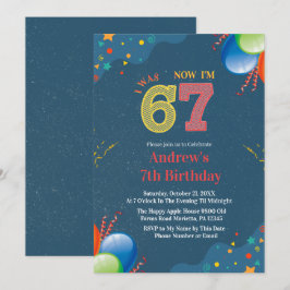 7. Geburtstag ich war 6 jetzt bin ich 7 custom Einladung