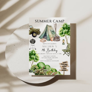 7. Geburtstag Junge Summer Camp Party Einladung