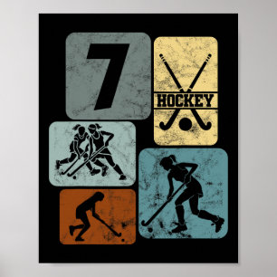 7. Geburtstag Mädchen Feldhockey 7 Jahre Hockey Poster